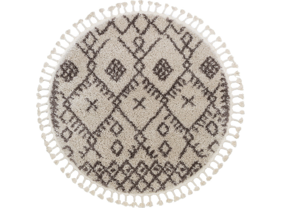 Kusový koberec Berber Tanger B5940 cream and brown kruh