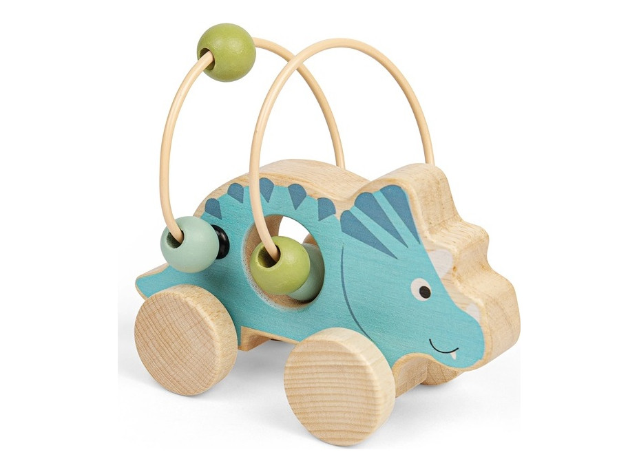 Bigjigs Toys Triceratops na kolečkách s korálkovým labyrintem