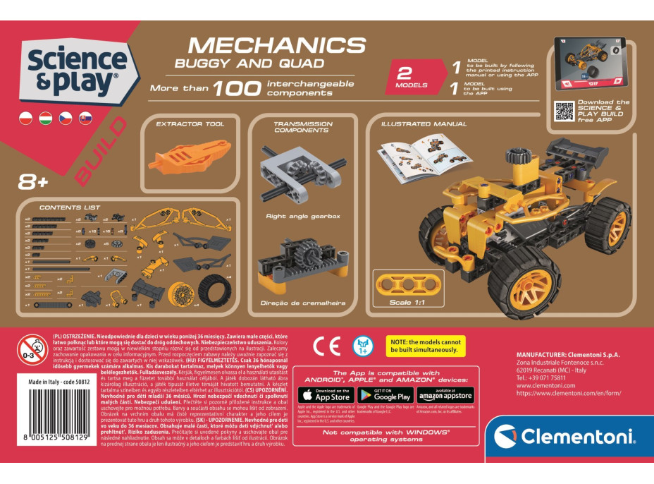 CLEMENTONI Science&Play Mechanická laboratoř Buggy a čtyřkolka 2v1