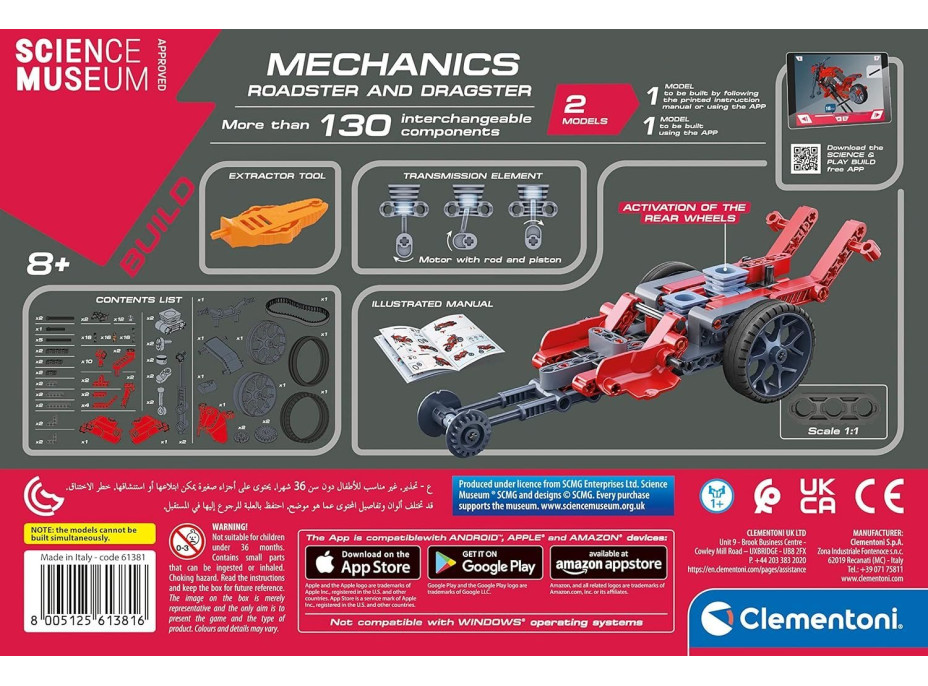 CLEMENTONI Science&Play Mechanická laboratoř Roadster a Dragster 2v1