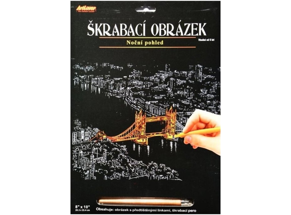 ARTLOVER Škrabací obrázek (zlatý) - Noční pohled na Tower Bridge