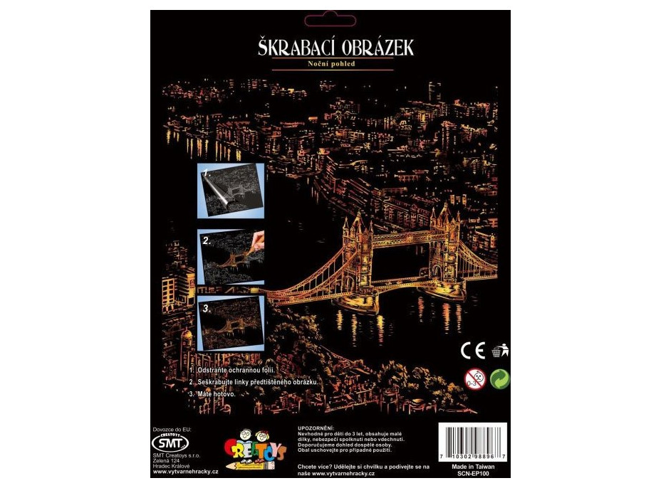 ARTLOVER Škrabací obrázek (zlatý) - Noční pohled na Tower Bridge