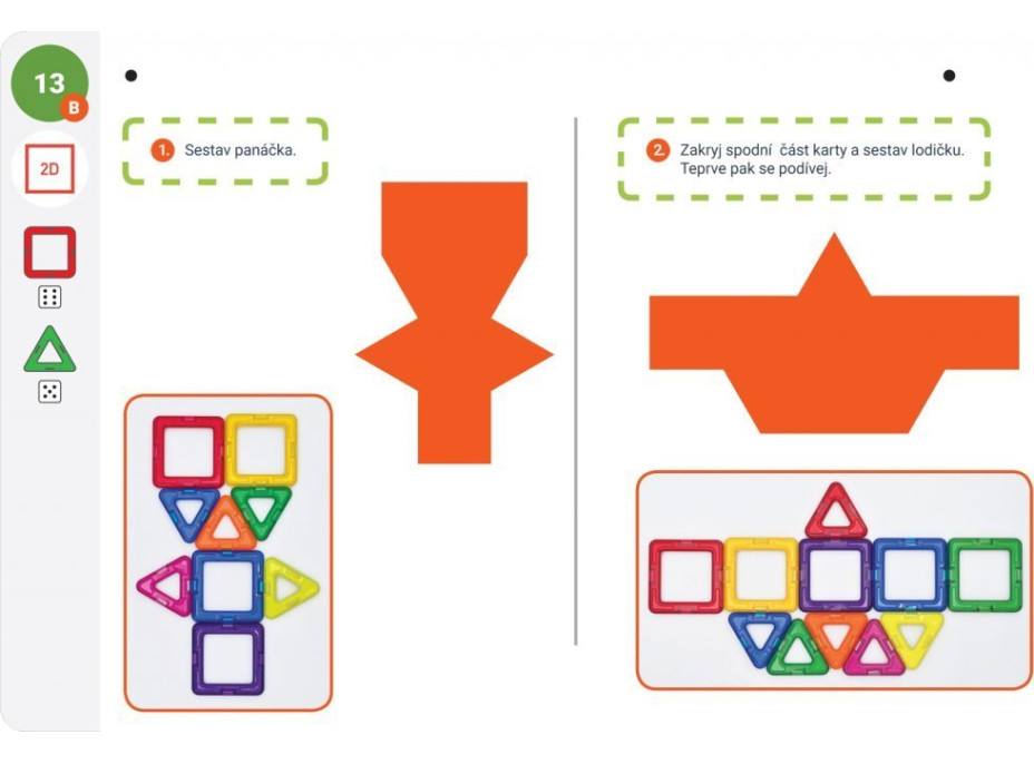 MAGFORMERS Výukové karty Geometrie 1: Obrázky a stavby