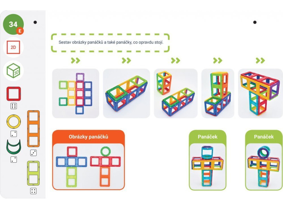MAGFORMERS Výukové karty Geometrie 1: Obrázky a stavby