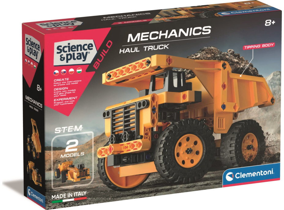 CLEMENTONI Science&Play Mechanická laboratoř Těžební auta 2v1