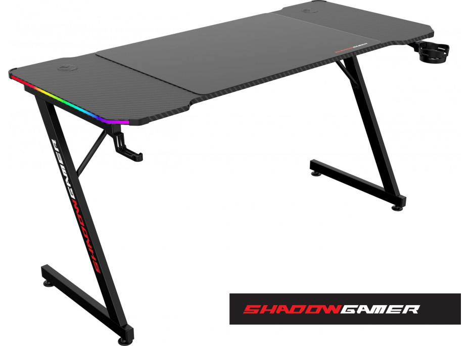 Herní stůl SHADOW GAMER 2.0 140 cm LED RGB