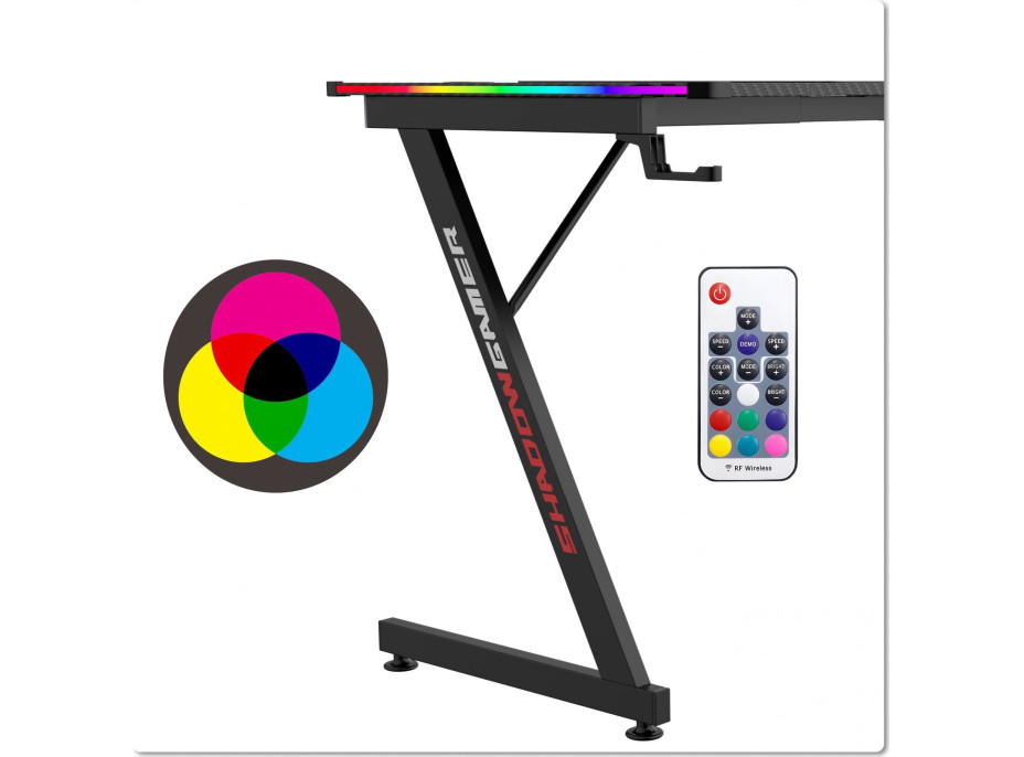 Herní stůl SHADOW GAMER 2.0 140 cm LED RGB