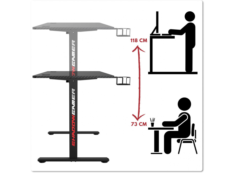 Herní stůl SHADOW GAMER elektrický 1.0 černý 120 cm