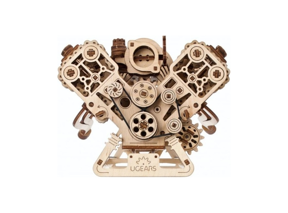 Ugears 3D dřevěné mechanické puzzle Motor V8