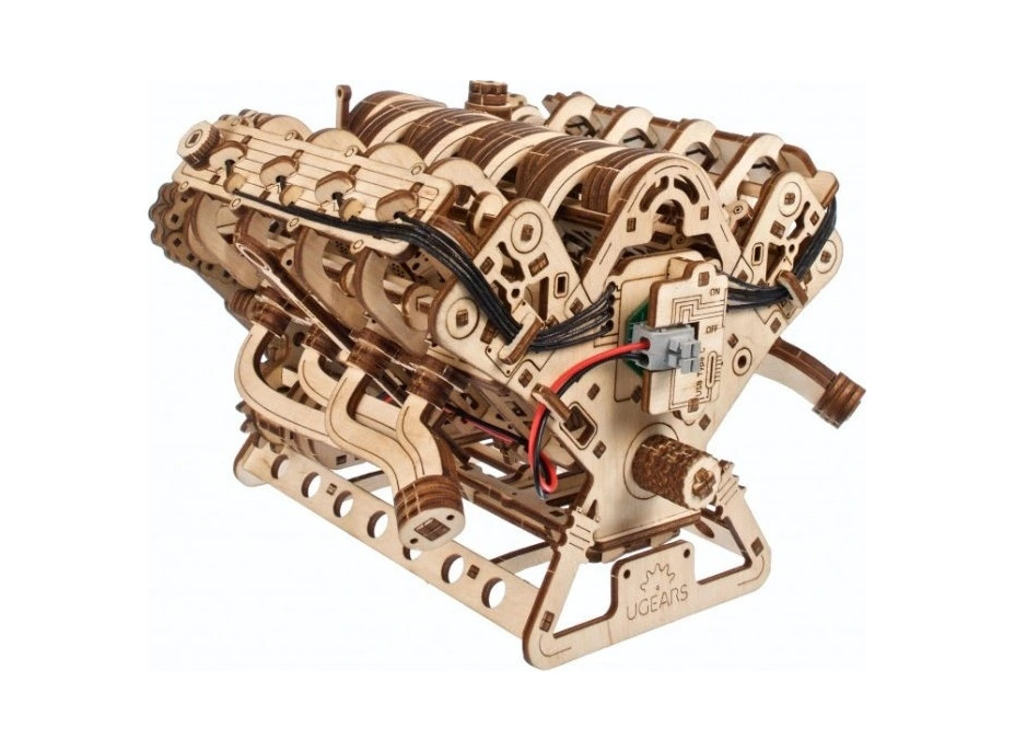 Ugears 3D dřevěné mechanické puzzle Motor V8