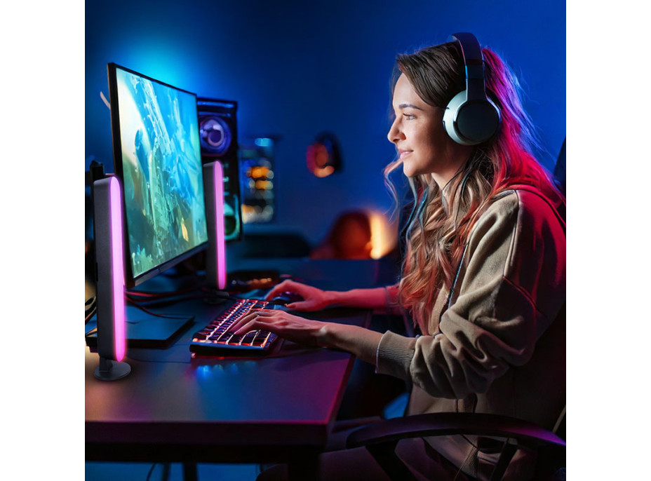 Solight LED RGB osvětlení Gaming, dálkový ovladač, zvukový senzor, USB