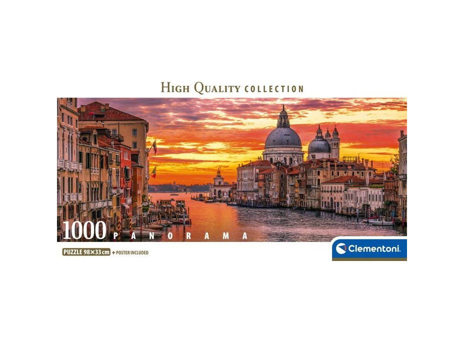 CLEMENTONI Panoramatické puzzle Kanál Grande Benátky 1000 dílků