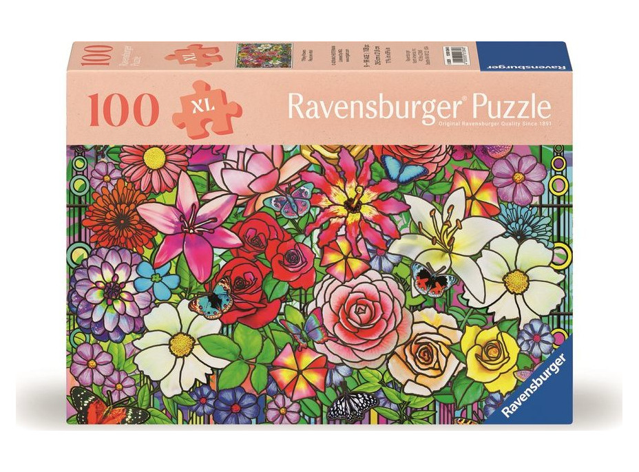 RAVENSBURGER Puzzle Květinový svět Tiffany XXL 100 dílků