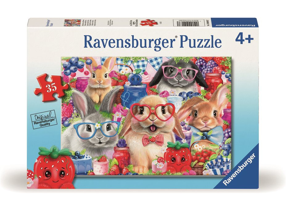 RAVENSBURGER Puzzle Zajíčci a lesní ovoce 35 dílků