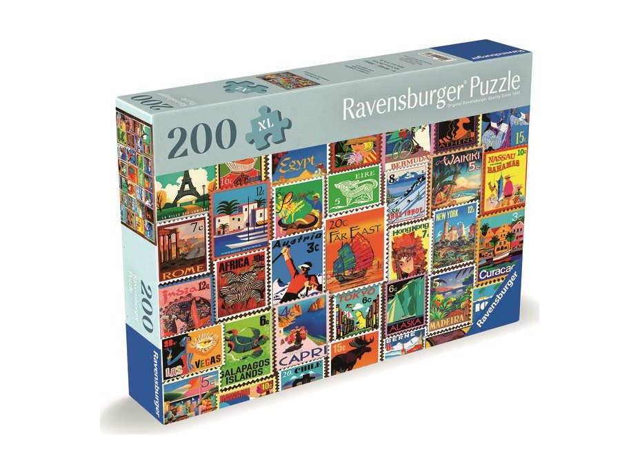 RAVENSBURGER Puzzle Známky z různých koutů světa 200 dílků