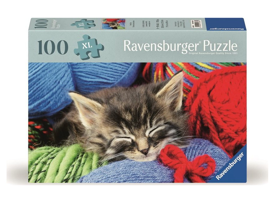 RAVENSBURGER Puzzle Kočka v klubíčku XXL 100 dílků