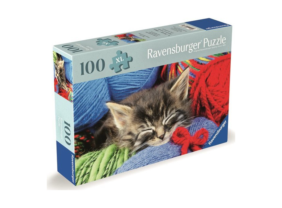 RAVENSBURGER Puzzle Kočka v klubíčku XXL 100 dílků