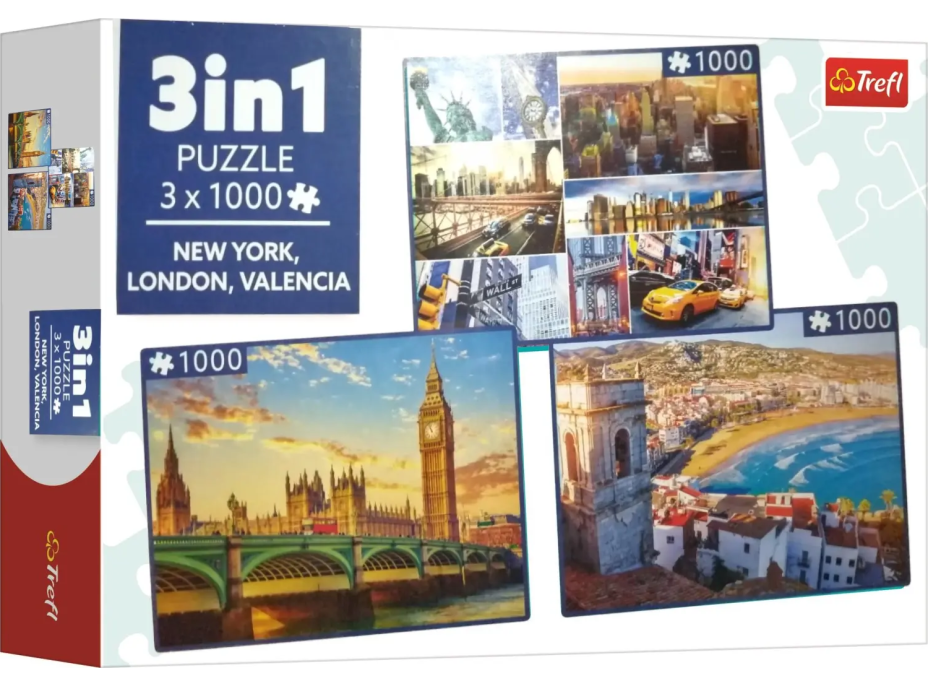 TREFL Puzzle New York, Londýn, Valencie 3x1000 dílků