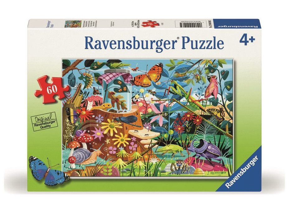 RAVENSBURGER Puzzle Zahradní dobrodružství s broučky 60 dílků