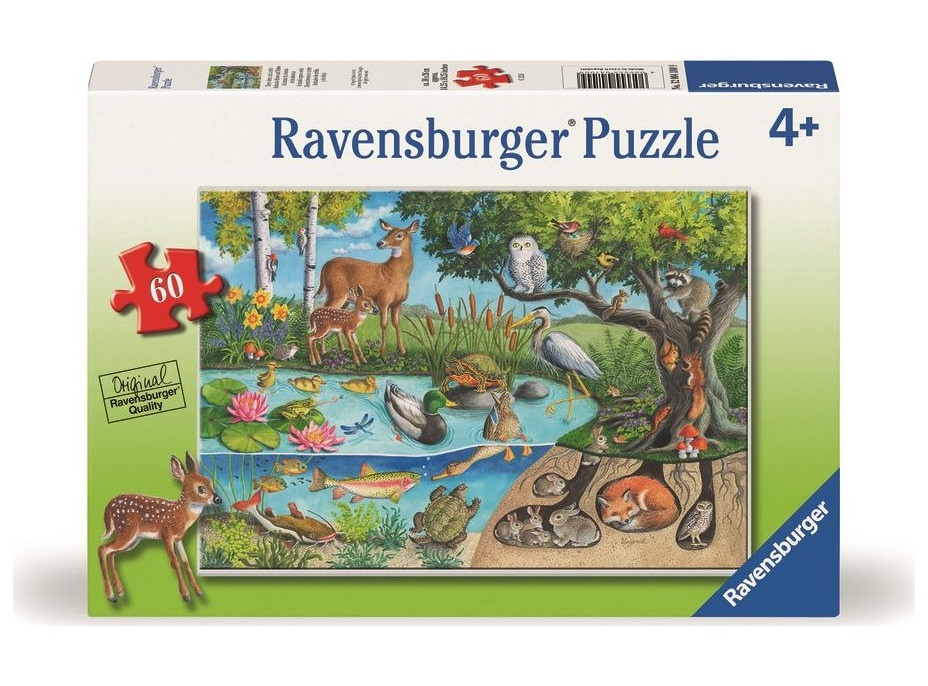 RAVENSBURGER Puzzle Zvířata na zemi i pod ní – tajemství přírody 60 dílků