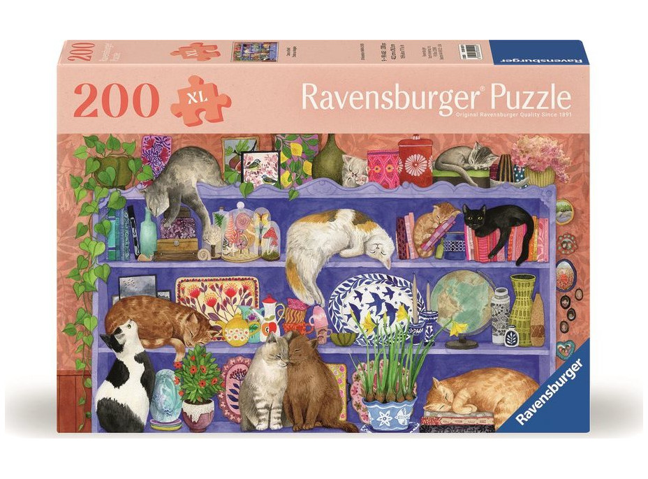 RAVENSBURGER Puzzle Kočky v regálu 200 dílků