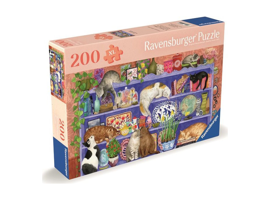 RAVENSBURGER Puzzle Kočky v regálu 200 dílků