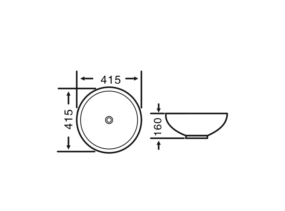 Aqualine Keramické umyvadlo na desku, Ø 40cm, bílá 40155