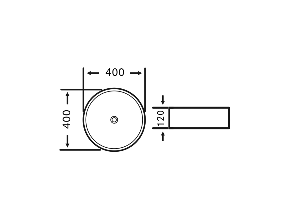 Sapho FIASTRA keramické umyvadlo na desku, Ø 40cm, černá mat FT801B