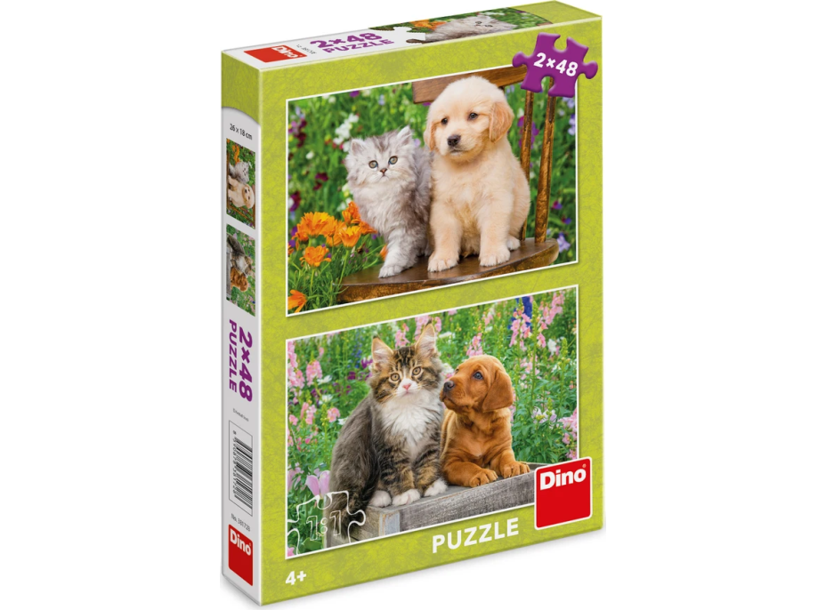 DINO Puzzle Pejsek a kočička na zahradě 2x48 dílků