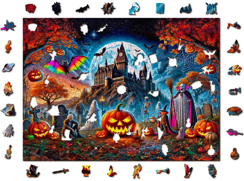 WOODEN CITY Dřevěné puzzle Halloweenská dýně 1010 dílků