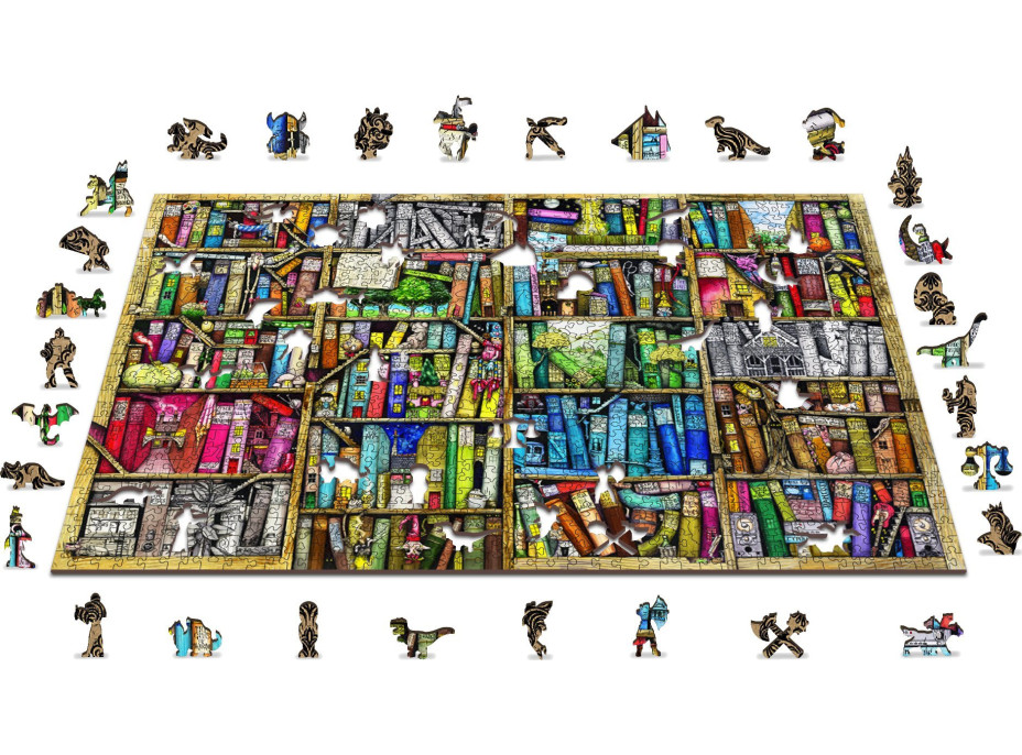 WOODEN CITY Dřevěné puzzle  Police s knihami 1010 dílků