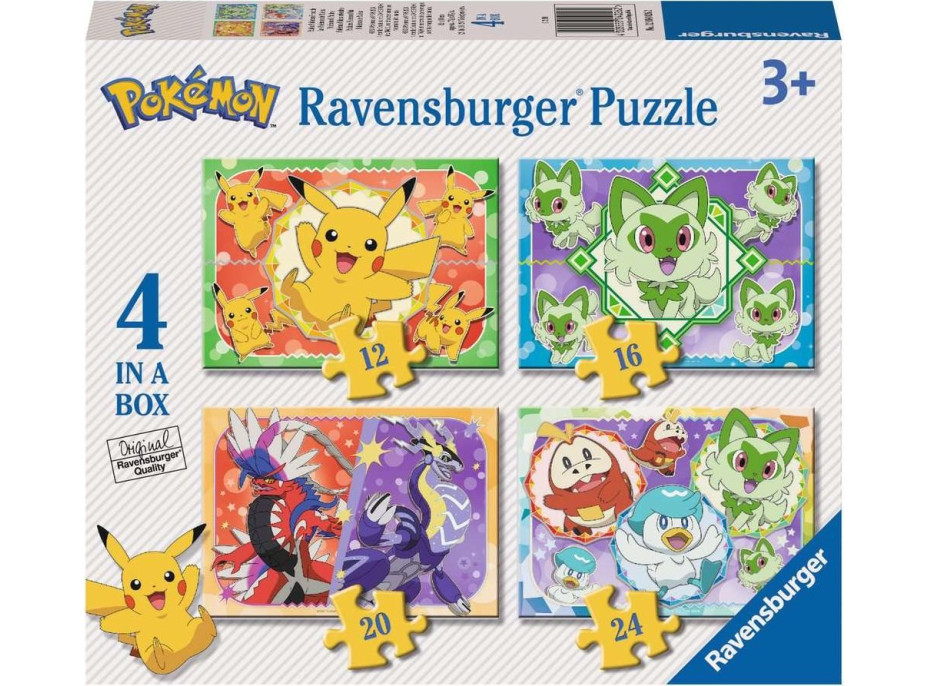 RAVENSBURGER Puzzle Pokémoni 4v1 (12, 16, 20, 24 dílků)