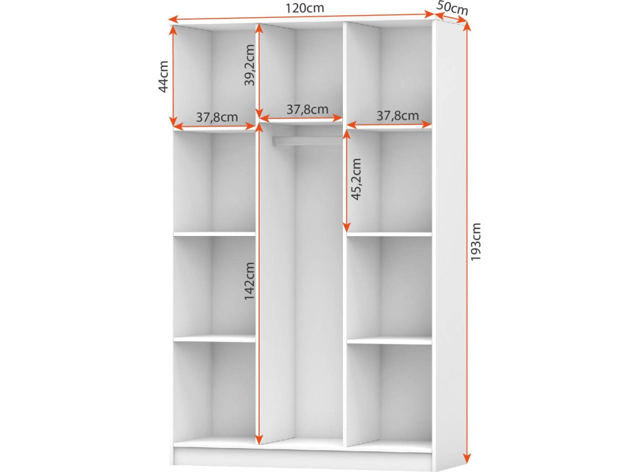 Šatní skříň SCOUT 120 - bílá + dub sonoma