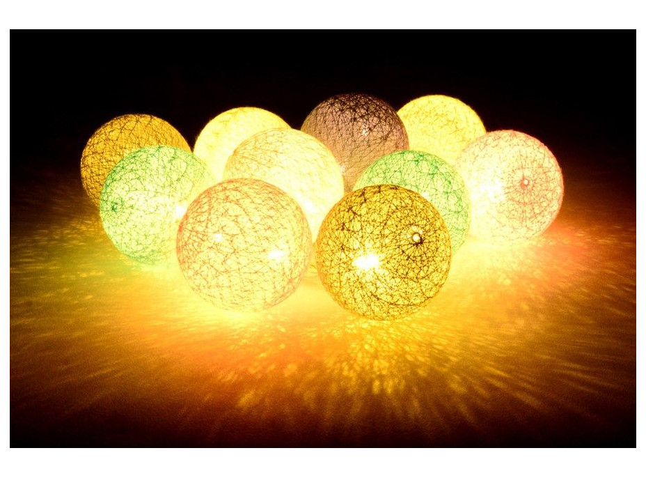 Bavlněné svítící kuličky LED 10 ks - bílé
