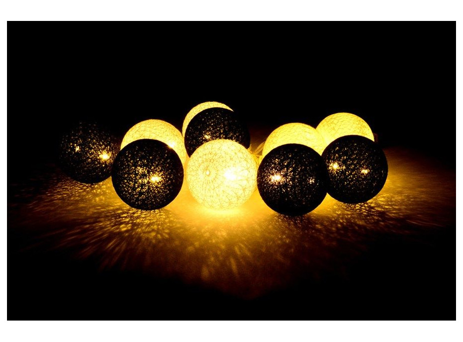 Bavlněné svítící kuličky LED 10 ks - hnědé