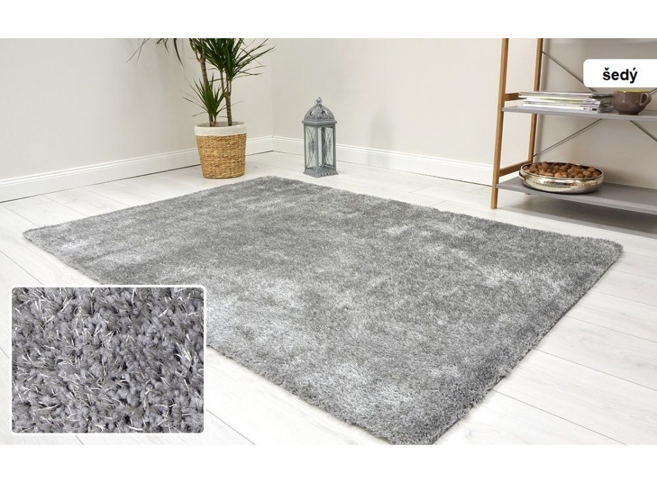 Kusový koberec Shaggy MAX velvet - šedý