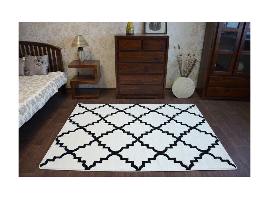 Moderní koberec bílo-černý F343 - 180 x 270 cm