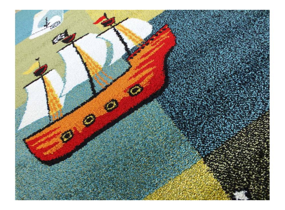 Dětský koberec Pirátská loď - modrý
