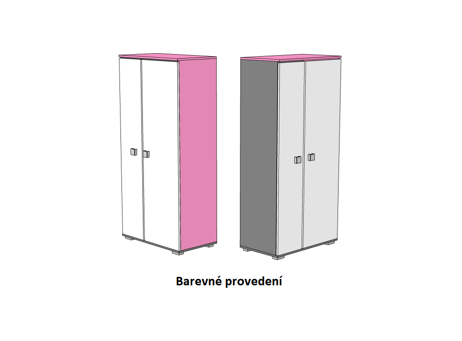 Šatní skříň - PINK TYP B - barevné provedení