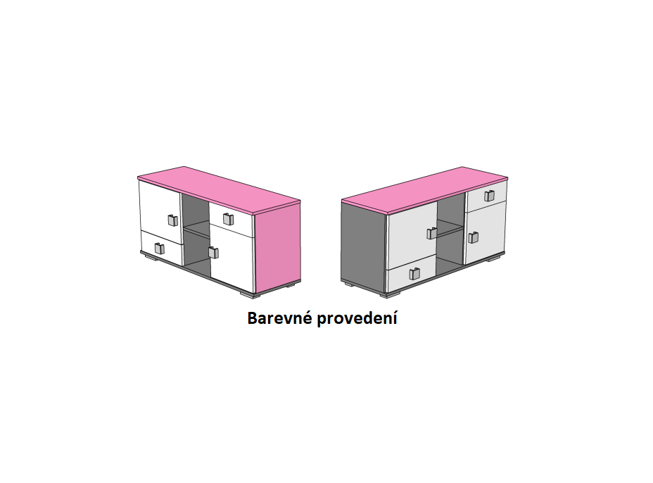 Komoda - PINK TYP C - barevné provedení