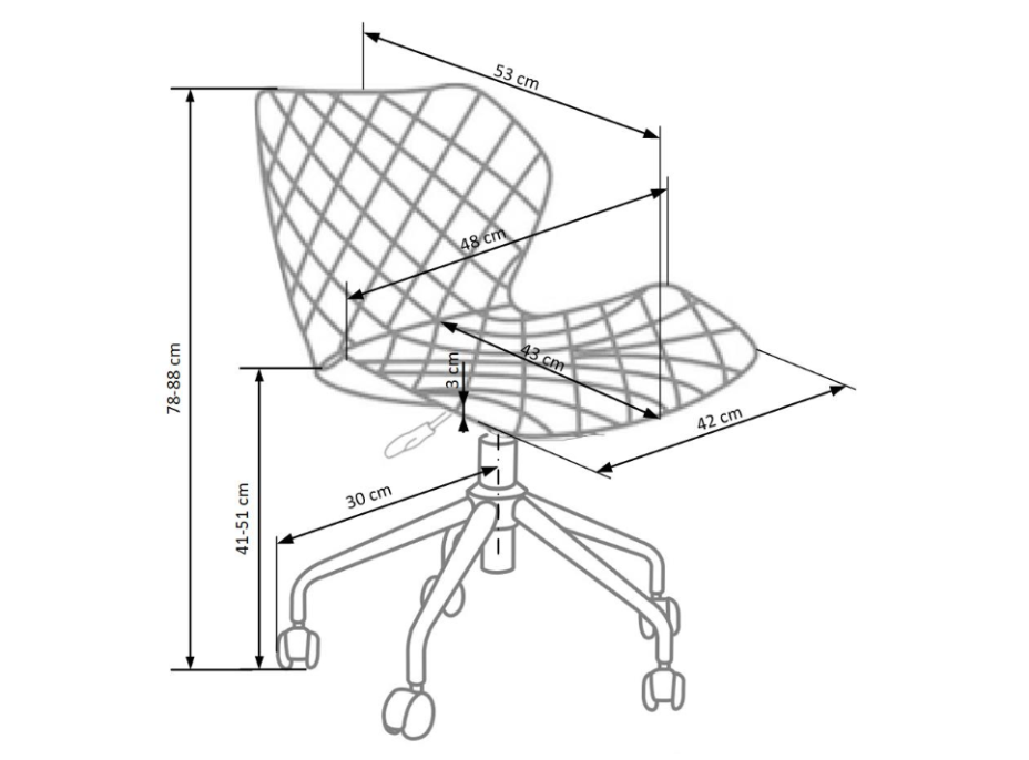 Dětská otočná židle MATRIX - rozměry