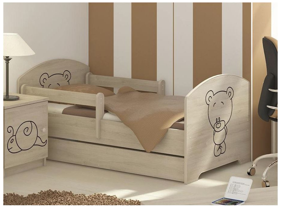 Dětská postel s výřezem MÉĎA - přírodní 140x70 cm