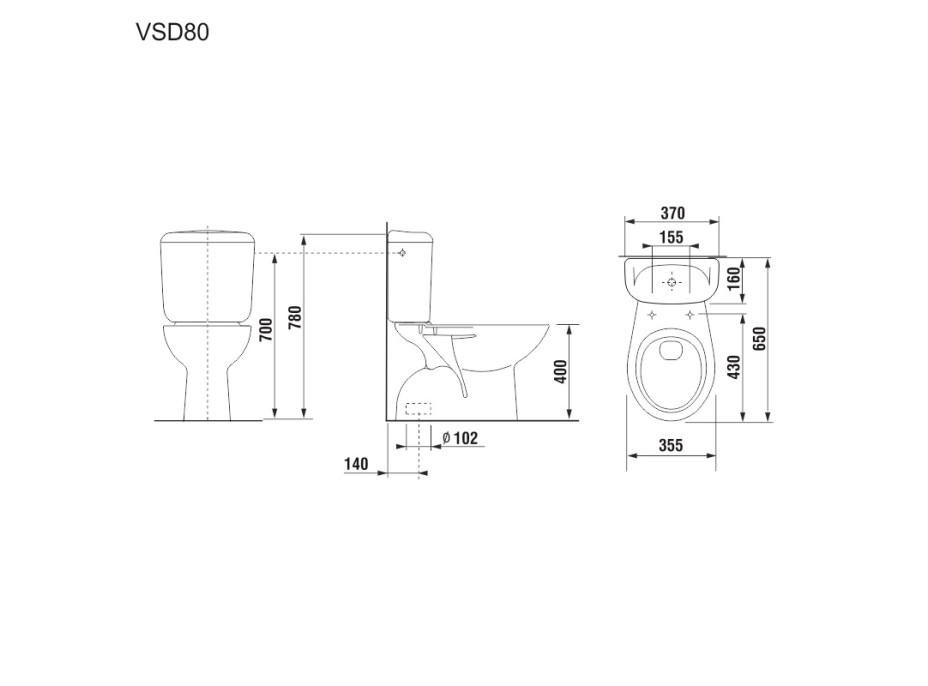 WC kombi, spodní odpad s armaturou