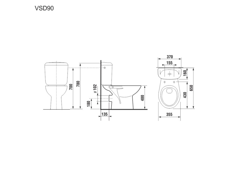 WC kombi, zadní odpad s armaturou