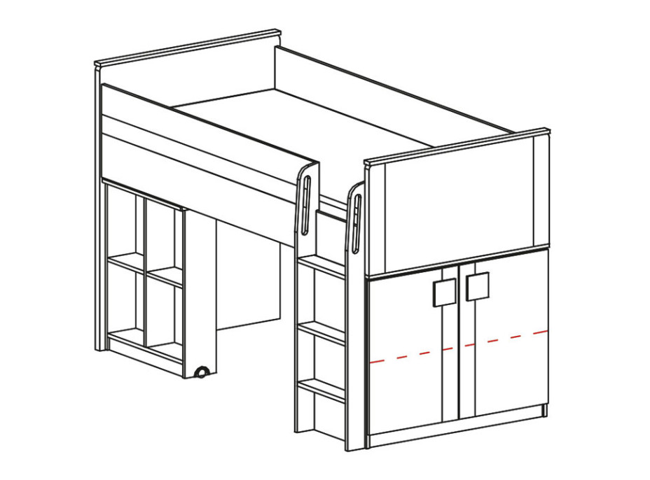 Dětská vyvýšená postel GAME G15 200x90 cm se stolem a skříní
