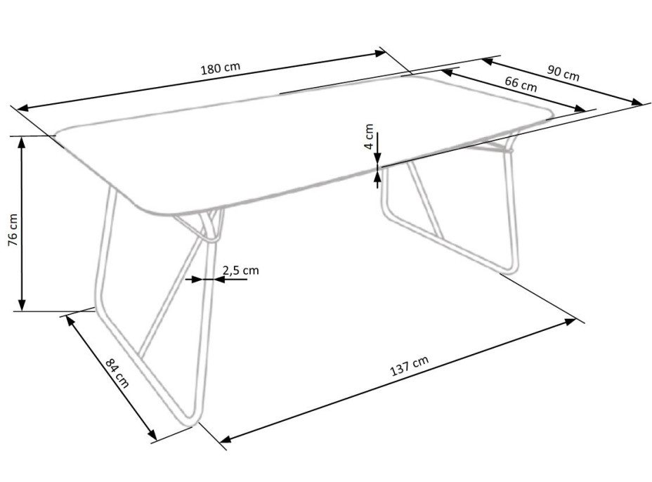 Jídelní stůl HOUSE - 180x90x76 cm - dýha ořech + černá