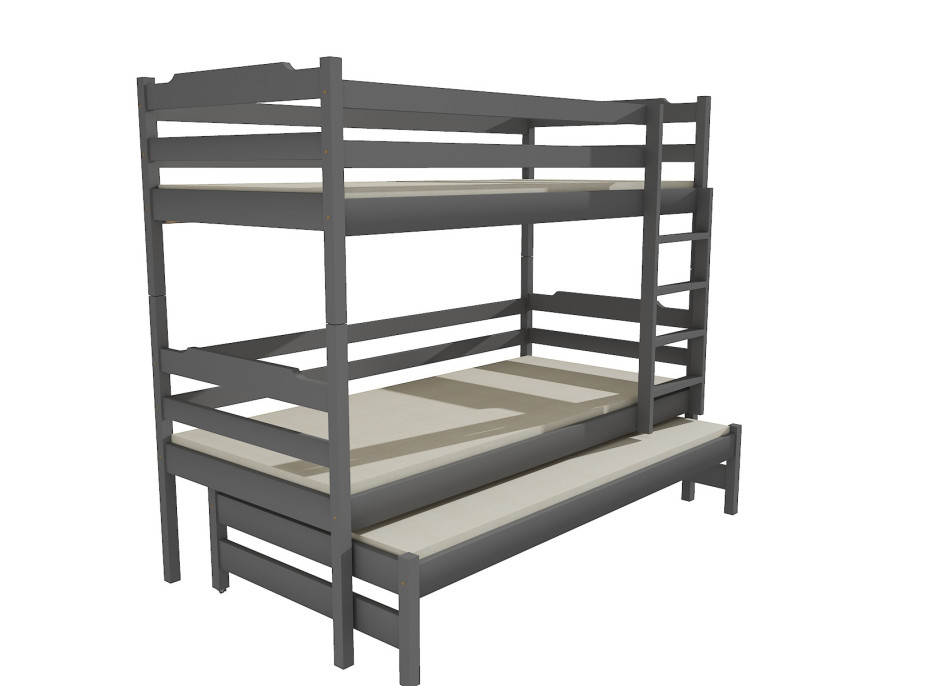 Dětská patrová postel s přistýlkou z MASIVU 180x80cm bez šuplíku - PPV012