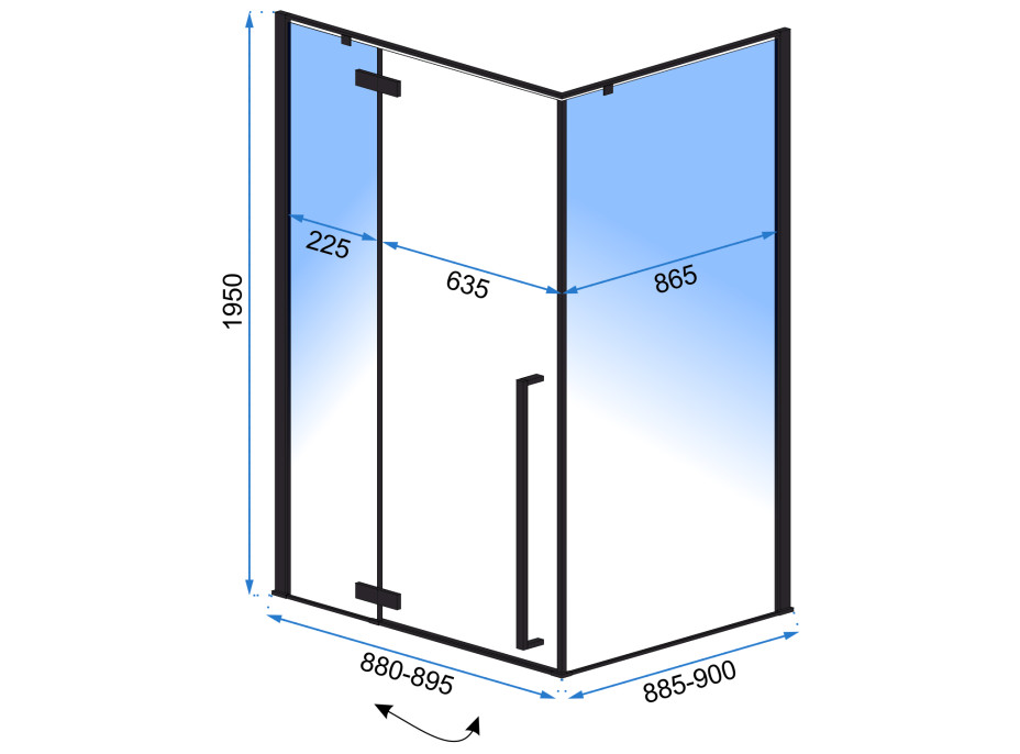 Sprchový kout MAXMAX Rea FARGO BLACK 90x90 cm