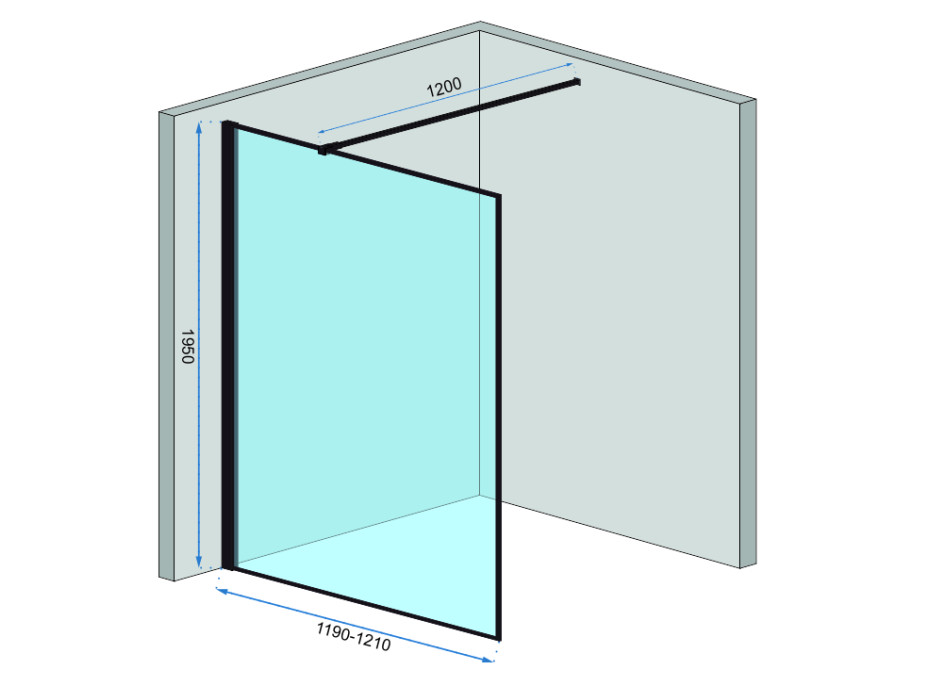 Sprchová zástěna MAXMAX Rea BLER-1 120 cm - černá