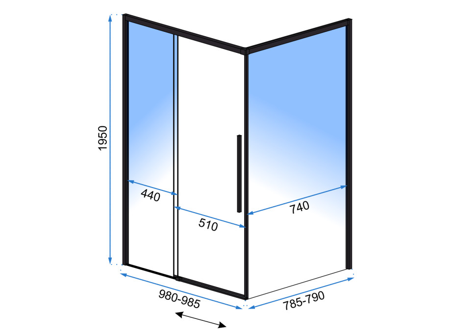 Sprchový kout MAXMAX Rea SOLAR 100x80 cm - černý